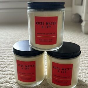 Bath and Body Works Rose Water & Ivy 7 oz Set of 3